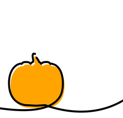 Orange pumpkin drawn by single line.