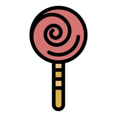 Swirl lollipop icon. Outline swirl lollipop vector icon color flat isolated