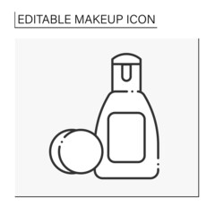 Eye makeup remover line icon. Delicate liquid for clean eye from cosmetic.Beauty procedure. Makeup concept. Isolated vector illustration. Editable stroke