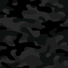 Camouflage dark texture seamless. Abstract military camouflage background for fabric. Vector illustration