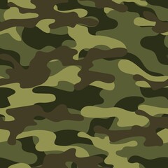 Fototapeta premium green Camouflage texture seamless. Abstract military camouflage background for fabric. Vector illustration