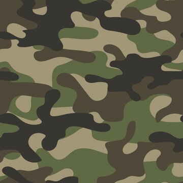 Camouflage texture seamless green. Abstract military camouflage background for fabric. Vector illustration
