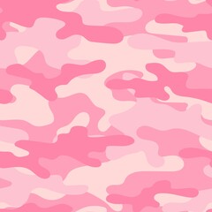 pink Camouflage texture seamless. Abstract military camouflage background for fabric. Vector illustration