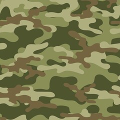 Fototapeta premium Camouflage texture seamless. Abstract military green camouflage background for fabric. Vector illustration