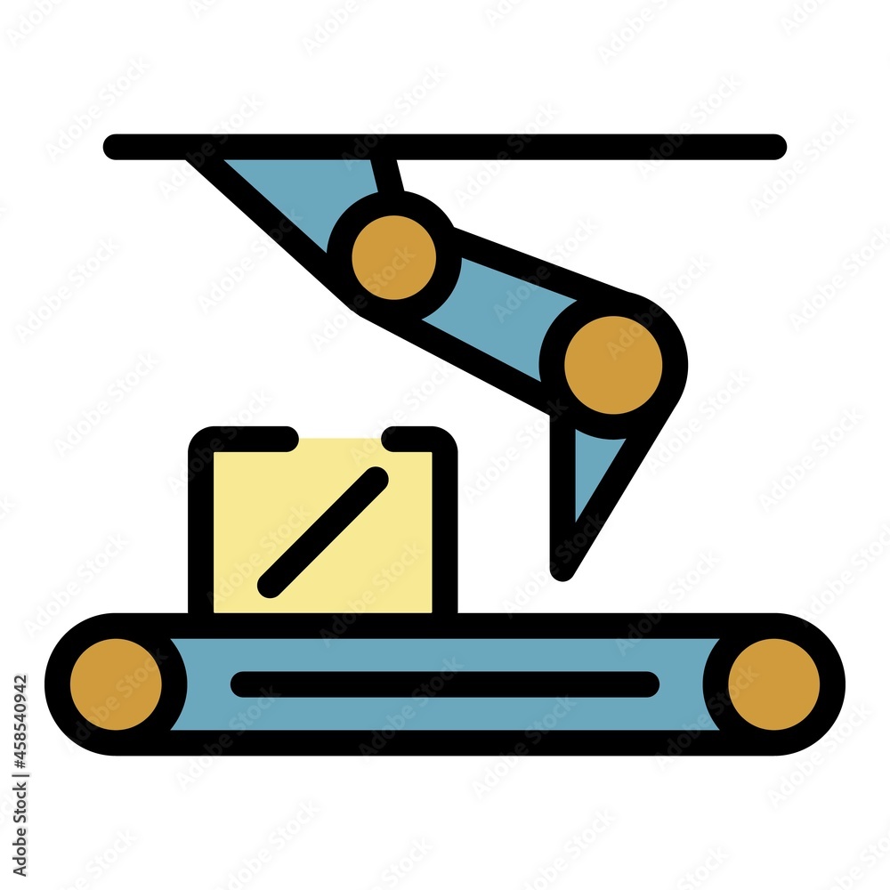 Poster assembly line icon. outline assembly line vector icon color flat isolated