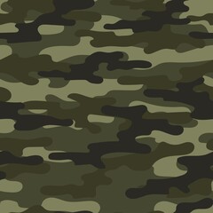 Camouflage texture green seamless. Abstract military camouflage background for fabric. Vector illustration