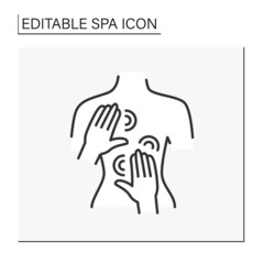 Beauty procedure line icon. Back massage lower pain. Cosmetology. Spa concept. Isolated vector illustration. Editable stroke