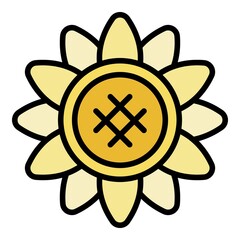 Fototapeta premium Sunflower with rounded petals icon. Outline sunflower with rounded petals vector icon color flat isolated