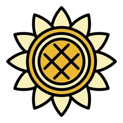 Single sunflower icon. Outline single sunflower vector icon color flat isolated