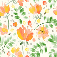 Seamless pattern with watercolor flowers