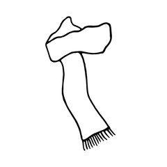 Knitted scarf.Doodle.Hand drawn lineart illustration.Winter.Scarf element.