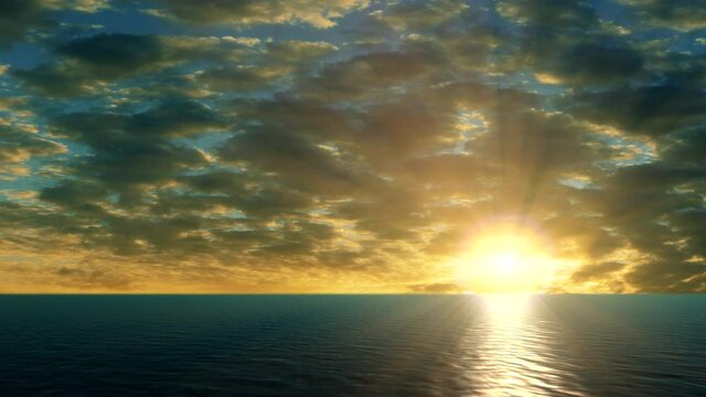 fantastic 3d render of sunset on the sea