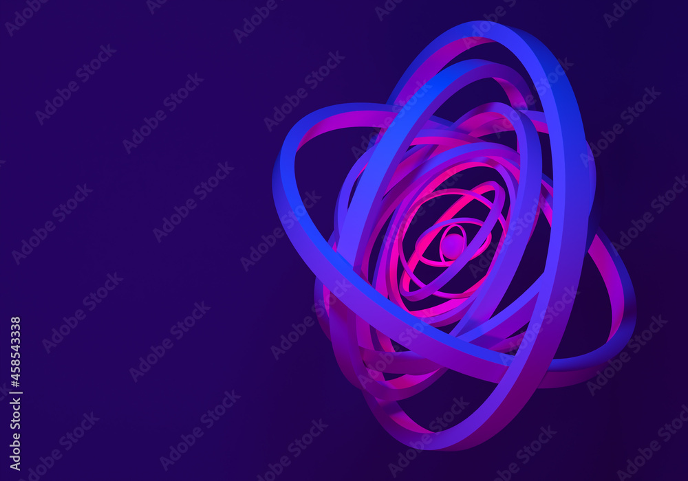 Poster lilac geometric abstraction. geometric pattern with space for text. an art object made of three-dime
