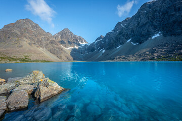 Instagram icon Blåisvannet (Blåvatnet) in the Lyngen Alps in Northern Norway
