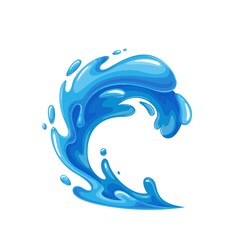 Water drops. Current drops, spray, waves and splashes. Aqua drop element, dripping liquid or raindrop vector illustration.
