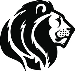 black and white silhouette of a lion