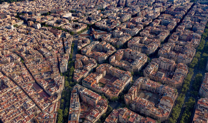 Barcelona City Spain With Amazing Architecture Aerial View