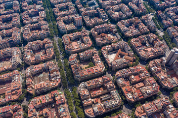 Barcelona City Spain With Amazing Architecture Aerial View