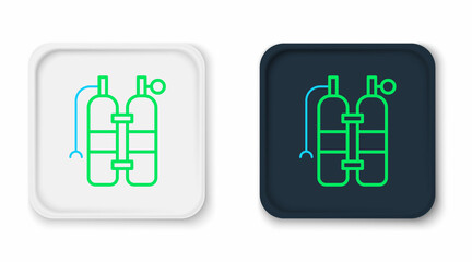 Line Aqualung icon isolated on white background. Oxygen tank for diver. Diving equipment. Extreme sport. Sport equipment. Colorful outline concept. Vector