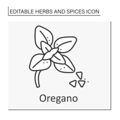 Oregano line icon. Dried leaves for cooking to add flavour. Traditional Italian spice for food preparation. Herbs and spices concept. Isolated vector illustration. Editable stroke