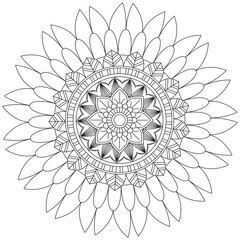 Leaf Flower Petal Coloring Mandala Art Simple Graphic Shape Vector Floral Oriental Outline Vintage Decorative Elements Pattern Illustration Islam Arabic Indian Turkish Mystic Religion Morals Lotus