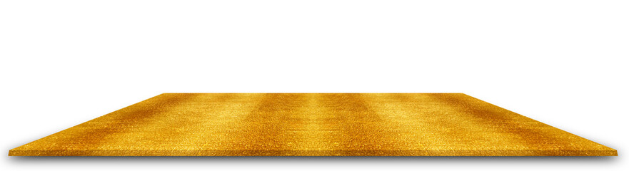 Golden metal plate isolated on white background