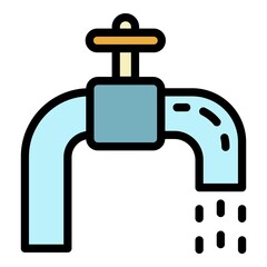Retro faucet icon. Outline retro faucet vector icon color flat isolated