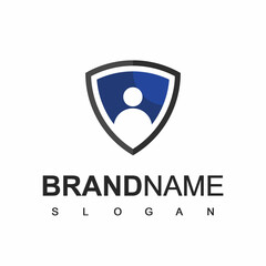 Security Logo Design Template, People And Shield Symbol