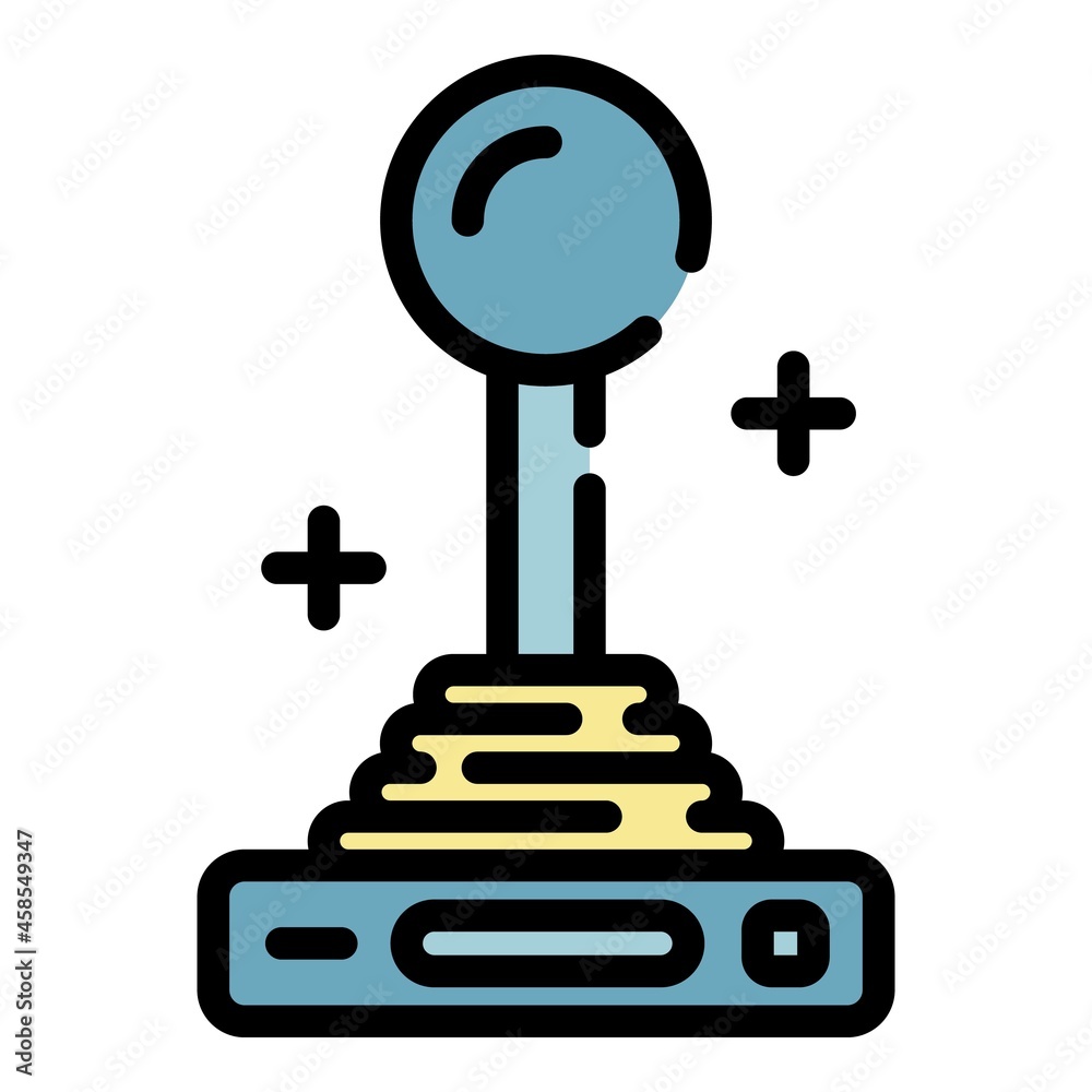 Poster console joystick icon. outline console joystick vector icon color flat isolated