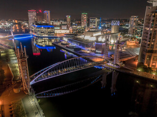 Media City Television Studios in Manchester UK at Night