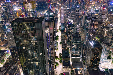 City Streets Surrounded by High Rise Buildings and Skyscrapers