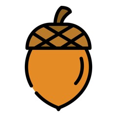City park acorn icon. Outline city park acorn vector icon color flat isolated
