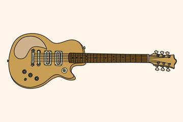 Obraz na płótnie Canvas Musical instrument electric guitar with strings and fretboard isolated on beige background.