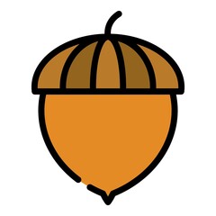 Acorn seed icon. Outline acorn seed vector icon color flat isolated