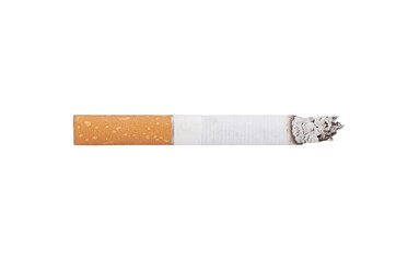 Pack of row of cigarettes with dark filters and white
