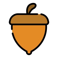 Botanical acorn icon. Outline botanical acorn vector icon color flat isolated