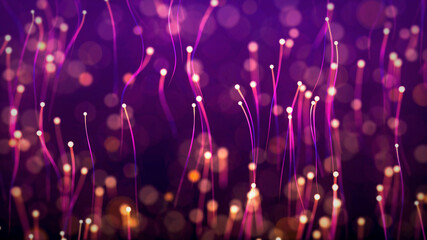 Unique Abstract Sweet Purple Blurry Focus Dotted Wavy Lines Magic Fireflies Light Flying Up With Glitter Sparkle Bokeh Background