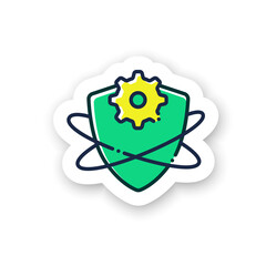 Adaptive immunity sticker icon. Acquired immune system. Immunology badge for designs. Body defence system. Health, immunity, disease prevention vector emblem