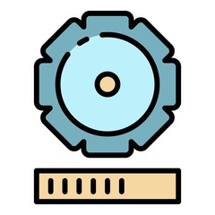 Update gear process icon. Outline update gear process vector icon color flat isolated