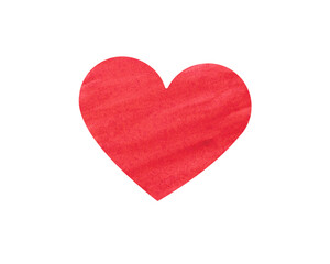 Red heart made by watercolor. Suitable for postcards, valentines, websites. Can be used as a decorative element and background. 