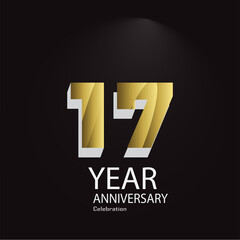 17th anniversary event party. Vector illustration. numbers template for Celebrating.
