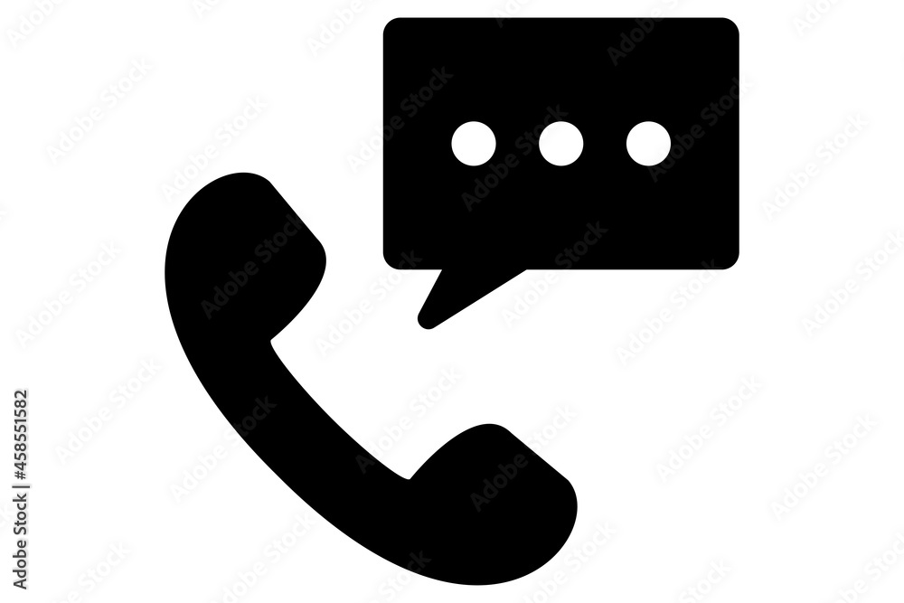 Wall mural Phone icon with message sign. Glyph voicemail symbol. Voice message icon in black