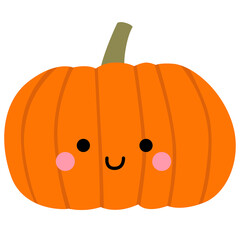 Cute kawaii pumpkin autumn fall illustration.
