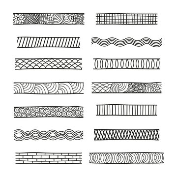 Hand drawn collection of brushes.