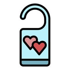 Honeymoon door tag icon. Outline honeymoon door tag vector icon color flat isolated