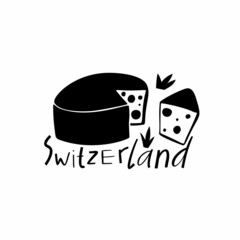 Vector hand drawn symbols of Switzerland. Travel illustration. Swiss landmark logo