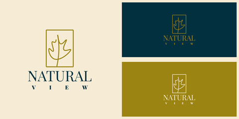 Natural view leaf logo template design