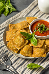 Homemade Fried Raviolis with Basil