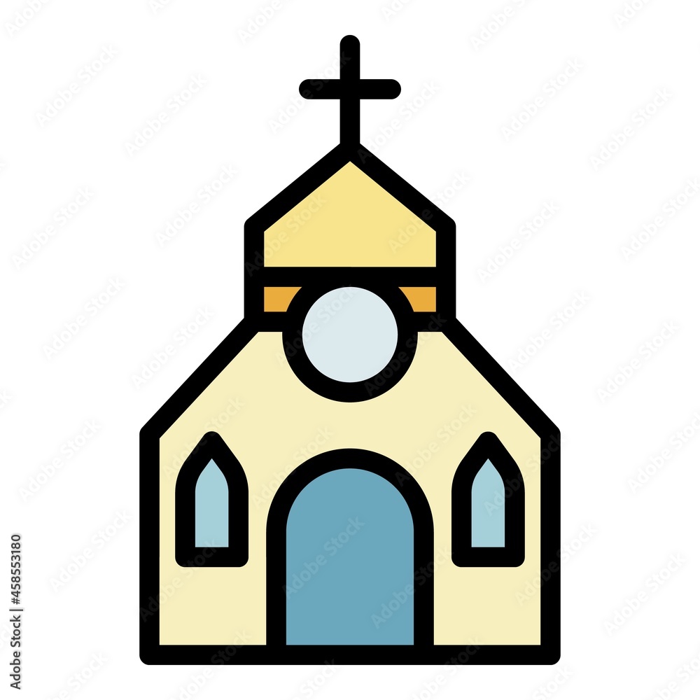 Canvas Prints Priest church icon. Outline priest church vector icon color flat isolated - Canvas Prints