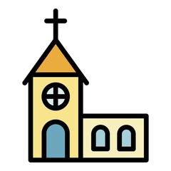 City church icon. Outline city church vector icon color flat isolated